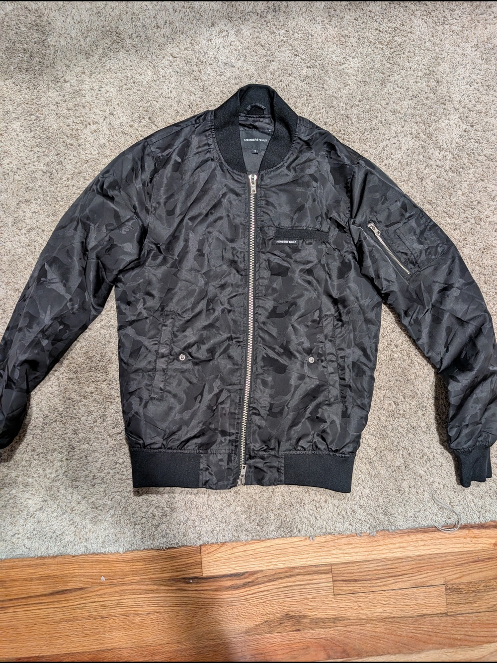 Members Only Black Camouflage Bomber Jacket